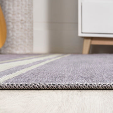 Bande Distressed Ticking Stripe Machine-washable Area Rug